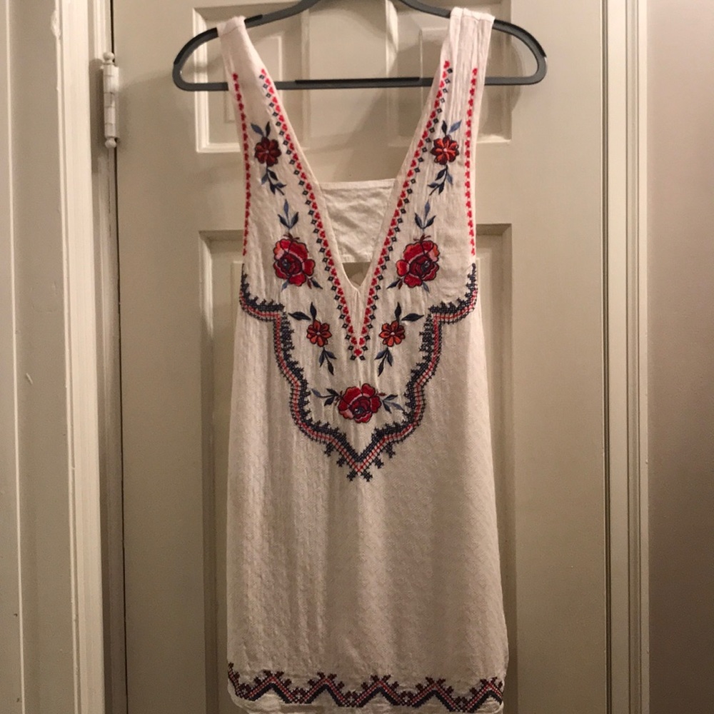 White dress and cover up.